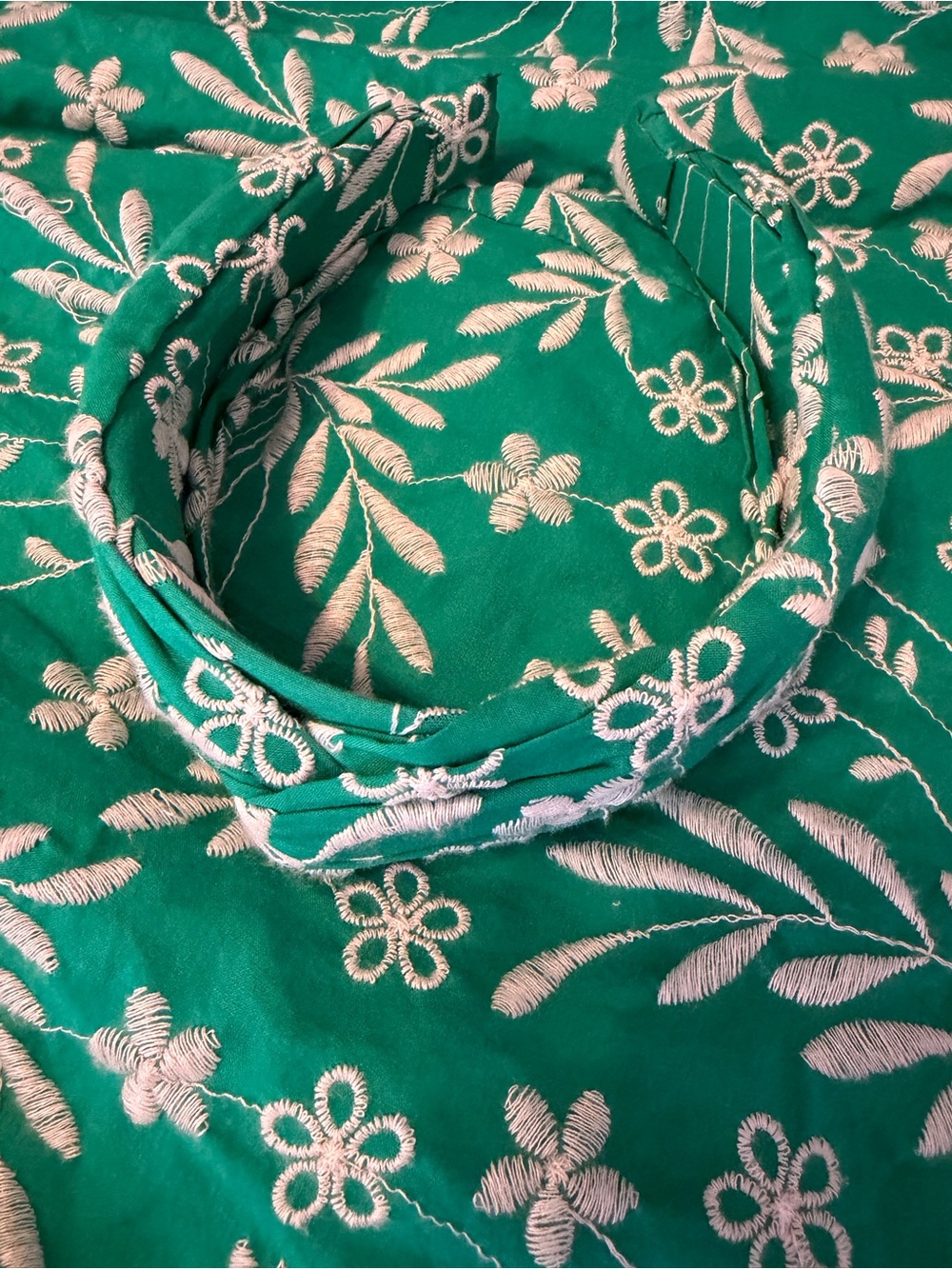 Draper‎ James Green White Floral Embroidered V-Neck Puff Sleeve Dress Med - Picture 6 of 7